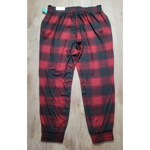 NWT Maurices Soft Jogger Pants Red Black Buffalo Plaid pull on Plus Size 0x - Picture 2 of 8